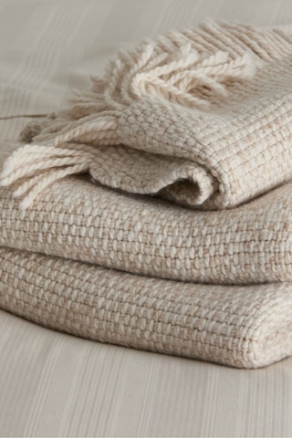 The White Company Lowell Battaniye, %100 Merino Yünü, 200 X 140 Cm Polyester Battaniye Bej