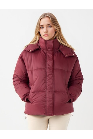 Jimmy Key Jimmy Key Bordo Kapitone Desenli Kapüşon Detaylı Cepli Puf Mont 5ww213692562