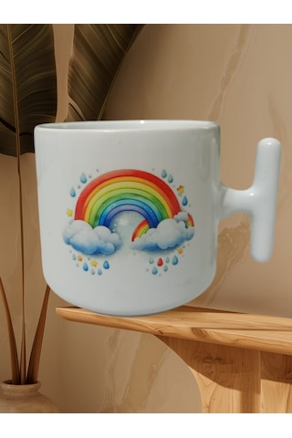 Gökkuşağı Çift Taraf Baskılı Kupa Bardak Beyaz T