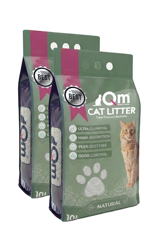 Qm Natural Süper Premium Bentonit Kedi Kumu 10 L X 2 Adet