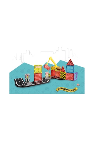 Karton Kutulu City Magnetic Yapı Blokları 3d Puzzle 30 Parça 6.5 Cm