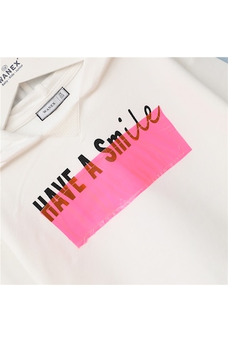 Wanex Kız Çocuk Şardonsuz Uzun Kol İnce Kapüşonlu Sweatshirt - 31873 Ekru