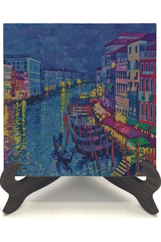 Venedik Görseli Baskılı Mdf Masaüstlük 10x10 762