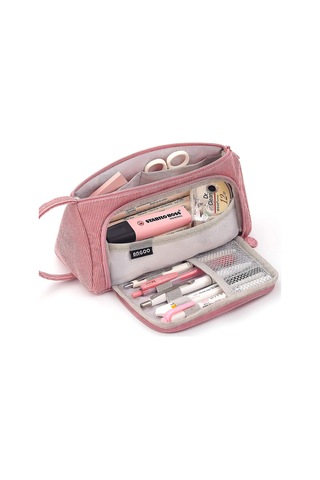 Büyük Kapasiteli Renkli Tuval Saklama Çantası İşaretleyici Kalem Kalem Kutusu Basit Kırtasiye Çantası Tutucu Ortaokul Lise Ofis Üniversite Öğrencisi İçin Girpink Çok Renkli