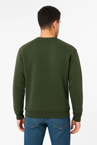 Barlashive Erkek 3 İplik Pamuklu Düz Bisiklet Yaka Sweatshirt - Haki Çok Renkli