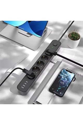 5 Prizli Akım Korumalı Uzatma Kablosu 2xusb-a + 2xusb-c 3680w - 2m Kablo 1.5