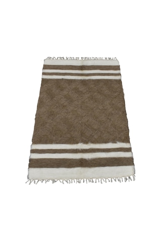 Kilim Antik El Dokuma Yün Çizgili Tiftik Siirt Battaniyesi 0025 - Yeni - Açık Kahverengi