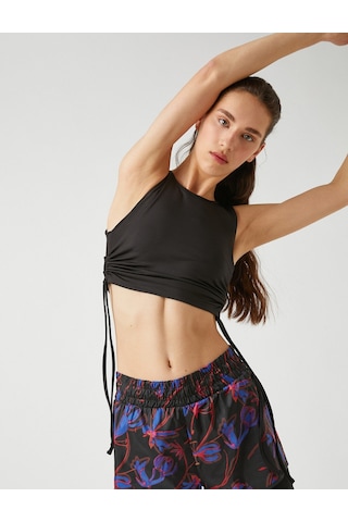 Koton Halter Yaka Yanları Büzgülü Crop Atlet Siyah 2sak30027nk Siyah