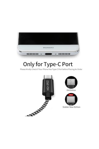 Dux Ducıs Usb Type C Kopmaz Yırtılmaz Usb Kablo Hızlı Şarj 1 Metre- 5775 Standart