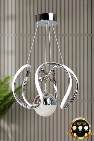 Clasy Model Krom Kaplama 3 Renk Metal Salon Mutfak Oturma Yatak Odası Modern Led Sarkıt Avize Krom