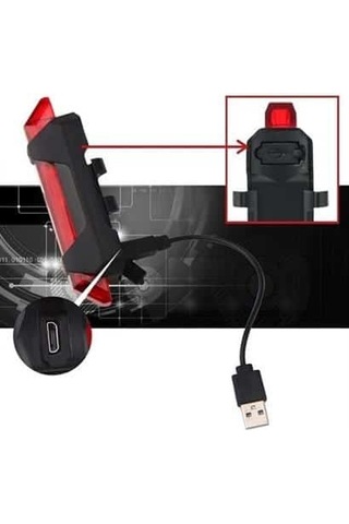 Buffer Usb Şarj Edilebilir Parlak Bisiklet Led Lamba Su Geçirmez Güvenlik Uyarı Arka Lamba Işığı Kırmızı