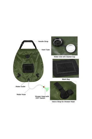 Monyee 20l Güneş Enerjili Dışarıdaki Duş Çantası - Pvc Materyal, Sıcaklık Gösterici, Taşınabilir, Yüksek Kapasite Yeşil