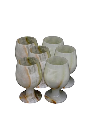 Doğal Oniks Taş Kadeh El Yapımı Şık Dekor & Sunum Ürünü