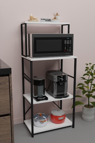 Mutfak Banko Raf Dolap Düzenleyici Mikrodalga Fırın Rafı Beyaz