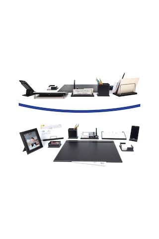 Prozenis Istinye İsimlikli Siyah Deri Sümen Takımı 9 Parça