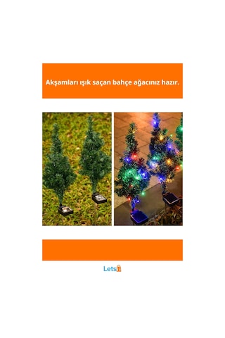 Güneş Enerjili Dekoratif Çam Ağacı Led Aydınlatma Dış Mekan