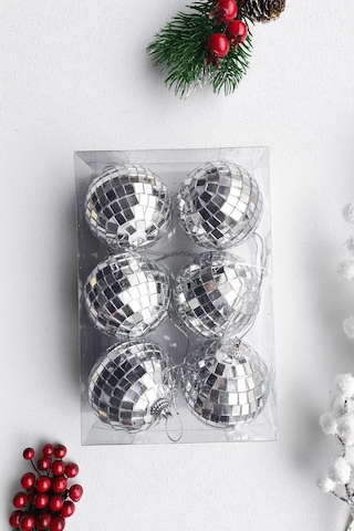 Yılbaşı Çam Ağacı Süsü Aynalı Disko Topu 4 Cm 6 Lı