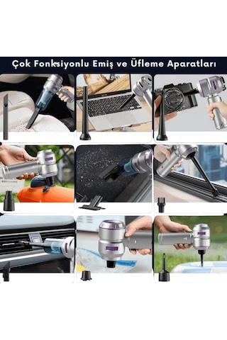 Büro Ev Ofis Arabası İçin Araç İçi Şarjlı 9 Uçlu Wifi Oto Süpürge