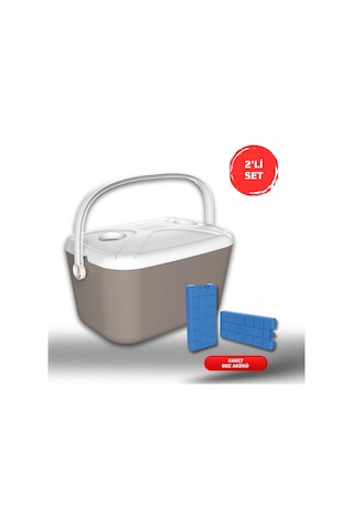 Buzluk Termos Set-30 Lt Buzzy Buzluk Termos 1178 Cooler Box + 2 Adet K-250 Buz Aküsü Bej