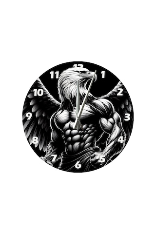 Ti-play Kartal Siyah Beyaz 30x30cm Akrilik Dekoratif Modern Duvar Saati ÇOk Renkli