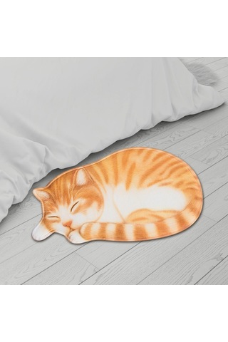 Suntek Magideal Uyuyan Kedi Paspas Sarı - Beyaz