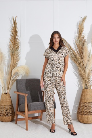 Sevim Kadın Kısa Kol Leopar Pijama Takım C7t1n6o51 001