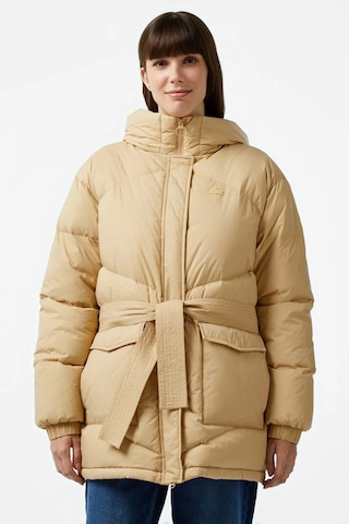 Lacoste Dik Yaka Kapitone Down Fill Jacket Dik Yaka Kapişonlu Kaz Tüyü Kadın Mont Bej Bej