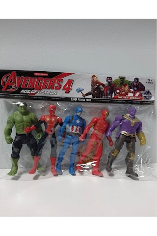Avengers Yenilmezler 5'li Hulk - Spiderman - Captain Amerika - Iron Man - Thanos Figürlü 15 Cm Işıklı Oyun Seti