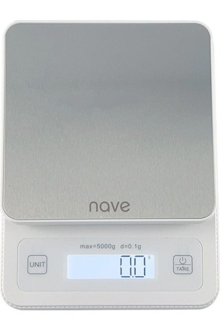 Nave K5073 Dijital Paslanmaz Çelik Mutfak Tartısı 5kg 0.1g Hassasiyetli Pilli Hassas Terazi Krom