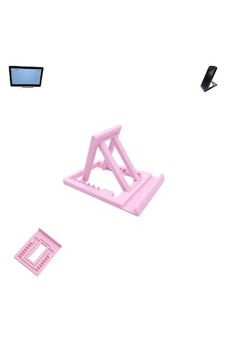 Özel Üretim Katlanabilir & Ayarlanabilir 7 Kademeli Telefon Tablet Standı Tablet Telefon Tutucu Pembe