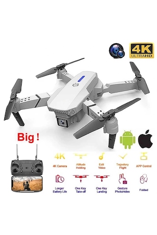 E88 4k Hd Çift Kameralı Drone App Kontrol Wifi Li Katlanabilir