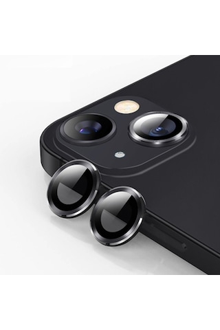 Ally Apple iPhone 15 Uyumlu /15 Plus Tempered Kamera Lens Koruma Cami - Sıyah