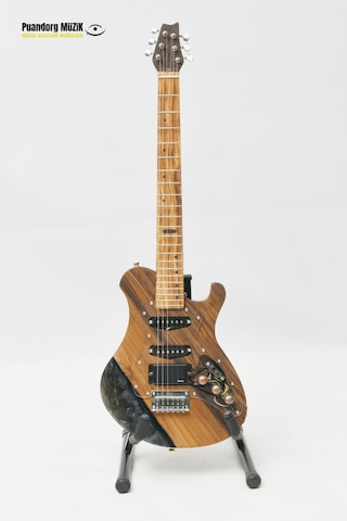 Elektro Gitar Custom Epoksi & Yıllanmış Ağaç Kişiye Özel Transparent Black