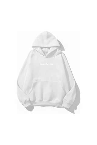Uyguntarz Unisex Yumuşak Dokulu Frida Kahlo Viva La Vida Baskılı Tasarım Oversize 3 İplik Hoodie Sweatshirt beyaz