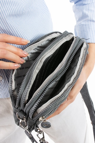Nemo Bags Gri Unisex Cüzdan, 4 Gözlü, Telefonluk, Crinkle Kumaş, Çapraz Askılı Omuz Çantası, 20x12cm Gri