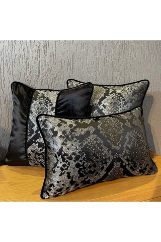 "silver" Kırlent Kılıfı Seti Siyah - Gümüş