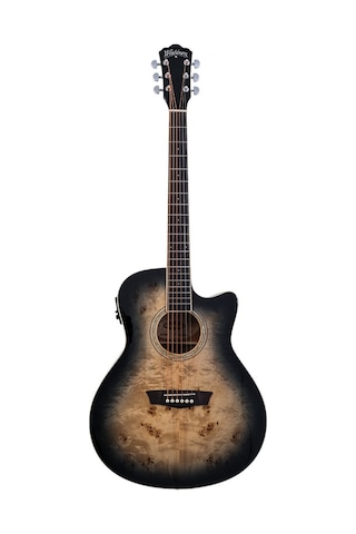 Washburn Dfbaceb Deep Forest Burl Ace Black Fade Elektro Akustik Şık Siyah Fade Cila Gelişmiş Elektronikler
