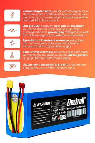 Citymate Pro 500 Uyumlu Batarya Yüksek Kapasite Batarya 36v 15ah Elektrikli Scooter Bataryası Çok Renkli