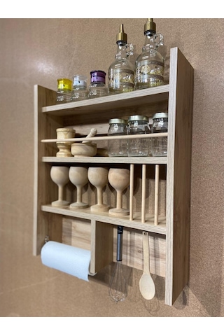 Bicabin Dekoratif Çok Amaçlı Duvar Rafı, Düzenleyici, Organizer (534115254) Meşe