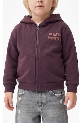 Koton Baskılı Uzun Kollu Şardonlu Fermuarlı Kapşonlu Sweatshirt Mor 7wmb10108tk