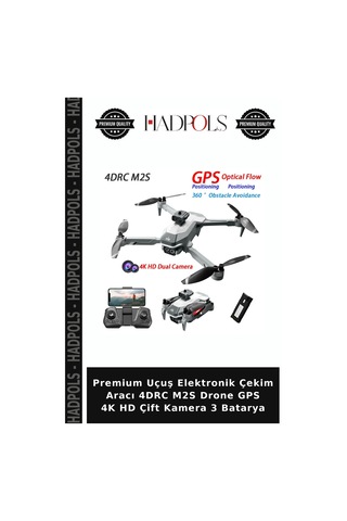Premium Uçuş Elektronik Çekim Aracı 4drc M2s Drone Gps 4k Hd Çift Kamera 3 Batarya
