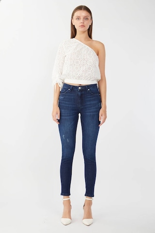 Kadın Skinny Fit Esnek Pantolon Koyu Mavi 001