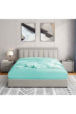 Soley Jersey %100 Pamuk Çift Kişilik 140 X 200 Lastikli Çarşaf Su Yeşili
