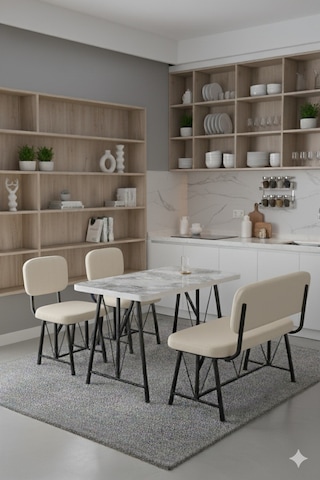 Elfin 70x110 Efes Sabit, 2 Sandalye 1 Bench, Masa Sandalye Takımı, Mutfak Masası Takımı - Krem