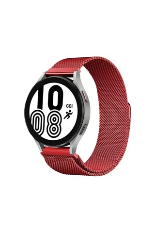 Newface Samsung Galaxy Uyumlu Watch 4 Metal Mıknatıslı Kordon - Kırmızı