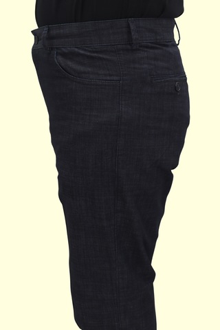 Toricelli Fistan Store Erkek Desenli Trc-811 Yüksek Bel Klasik Kesim Rahat Kalıp Boru Paça Yandan Cep Yazlık Battal Tensel Keten Pantolon Siyah