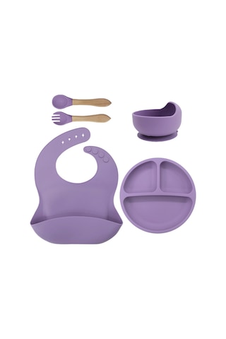 Jianfan Silikon Mama Kabı Bebek Beslenme Takım Gıda Sınıfı Silikon Mor Mor
