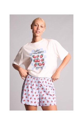 Defacto Regular Fıt Kısa Kollu 2li Açık Mavi Şortlu Pijama Takımı H6378ax26hsbe250 Mavi-be250