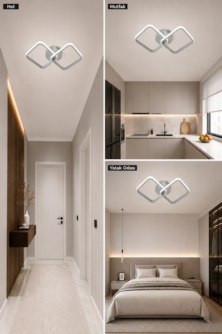 AvizeGO Tilya Led Plafonyer Avize Beyaz Işık Gri
