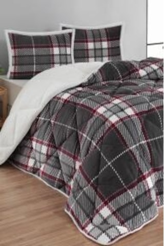 Merinos Comforter 3 Parça Yorgan Seti220x240cm Anna Gri Grı Gri